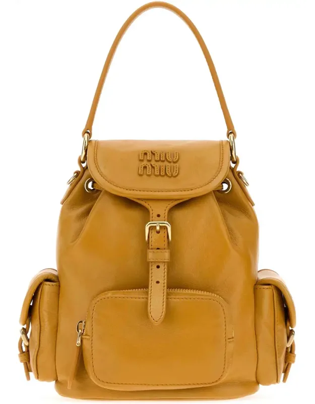 Mustard Leather Backpack