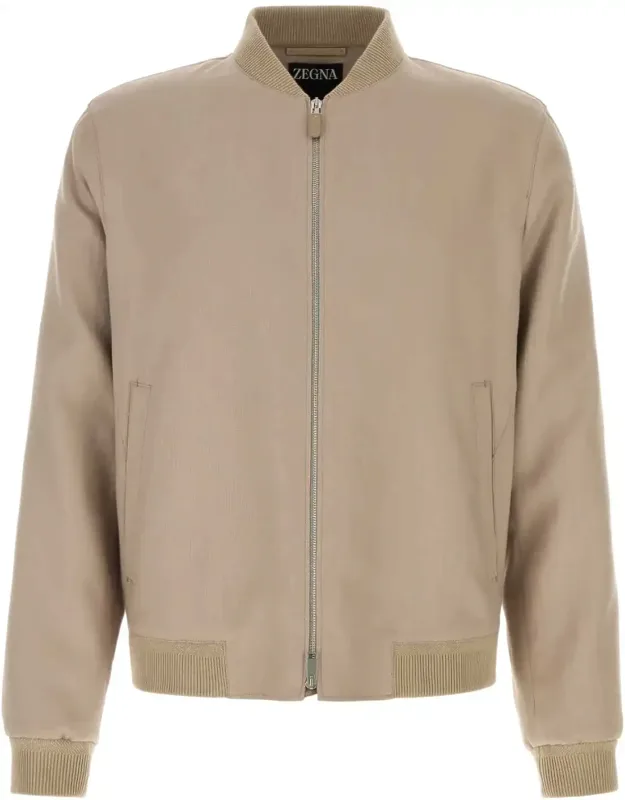 Cappuccino Linen Bomber Jacket