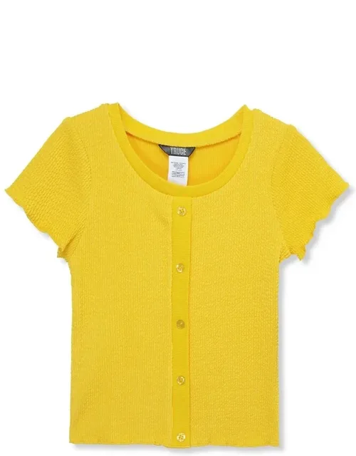 Textured Button Front Top