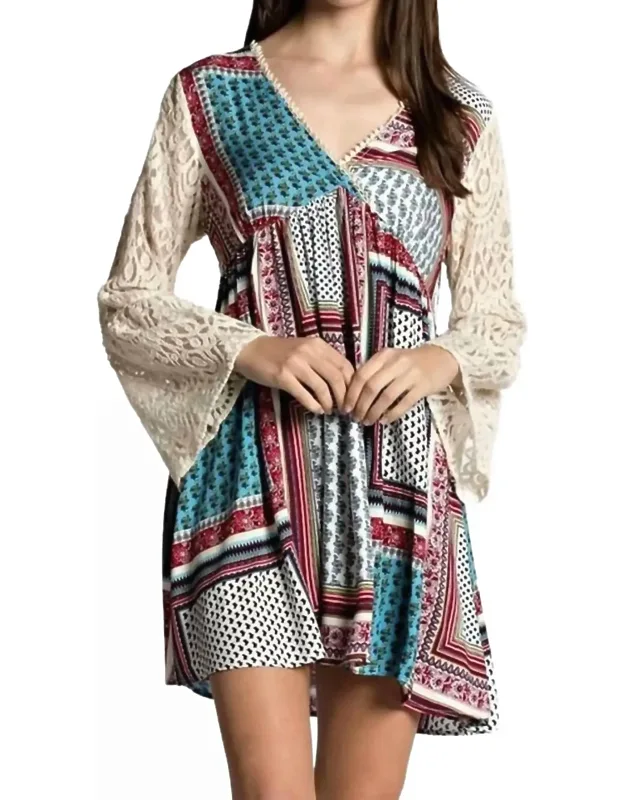 Hanky Border Print Lace Dress