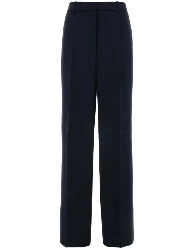 Midnight Blue Satin Wide-leg Pants