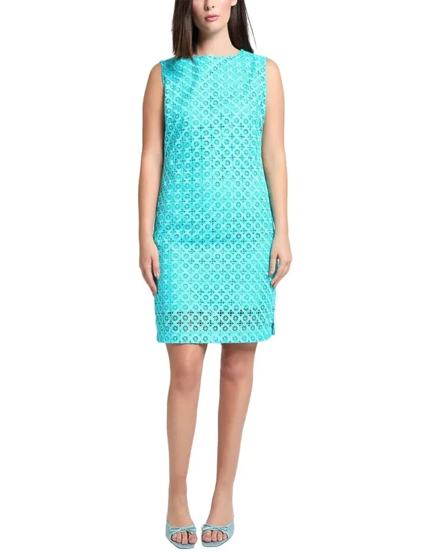 Geometric Lace Cutout Woven Sheath Dress
