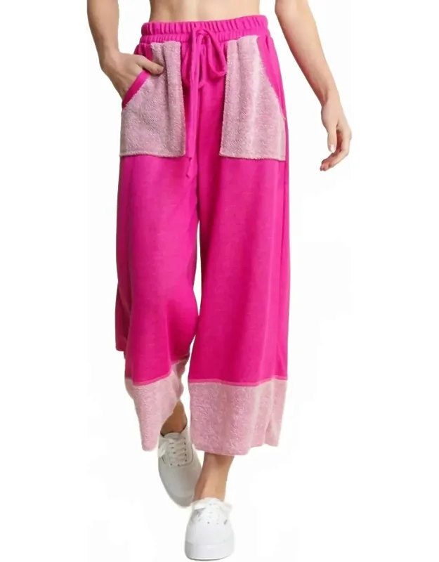 Washed Elastic Waist Wide Pants