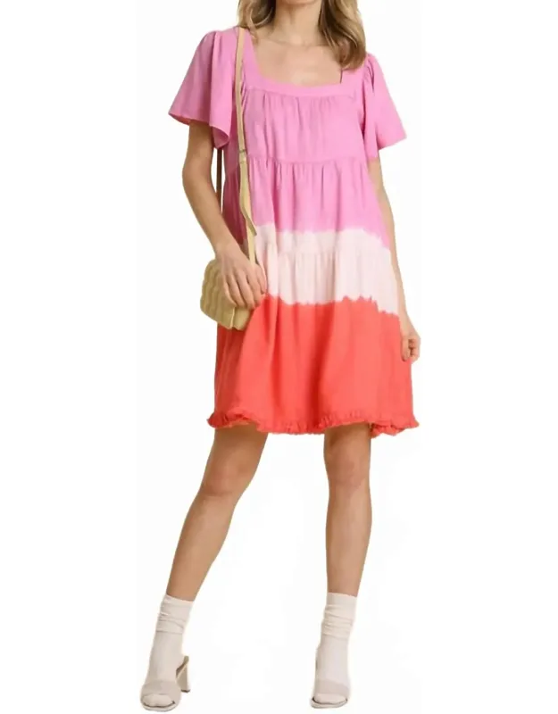 Dip Dye Color Block Dress