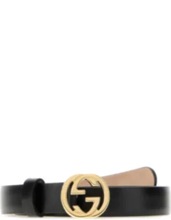 Gucci Black Leather Belt Cinture - Height 2 Cm