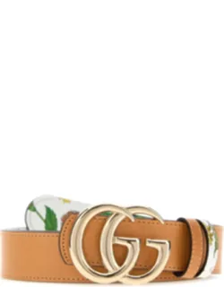 Orange Leather Reversible Belt