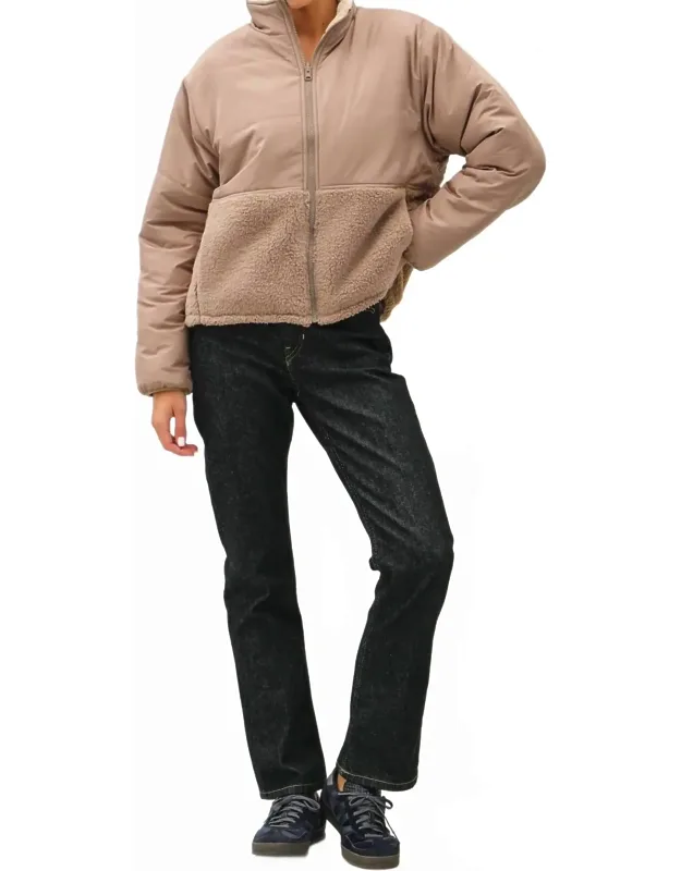 Reversible Sherpa Block Puffer Jacket