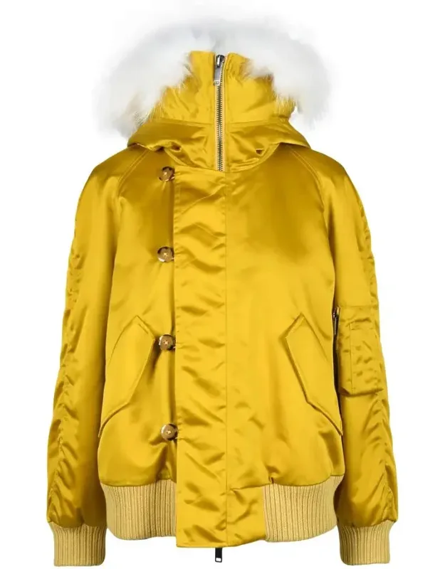Padded Bomber Jacket With Fur Hood