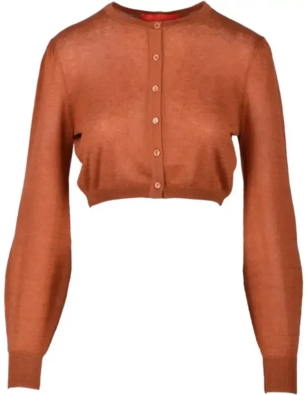Cropped Cardigan With Silk And Cashmere Blend