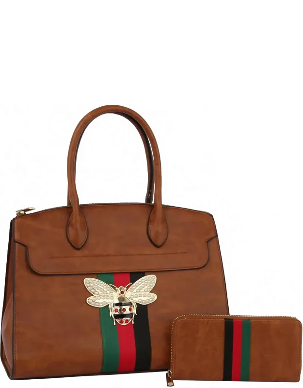 Queen Bee Stripe 2-in-1 Satchel Bag