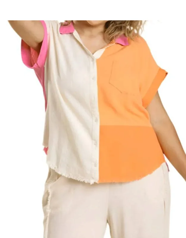 Color Block Gauze Top