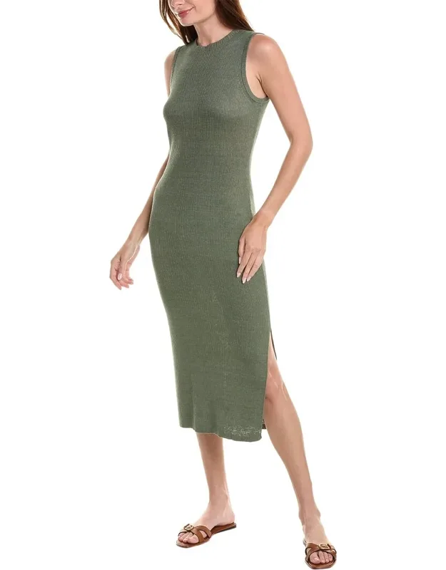 Linen-blend Rib Tank Midi Dress