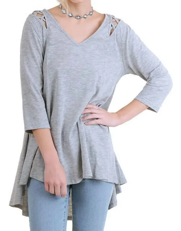 Criss Cross Cutout Detail Tunic Top