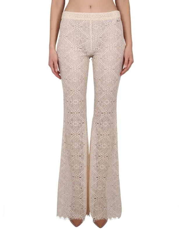 Flared Pants With Intricate All-over Embroidery