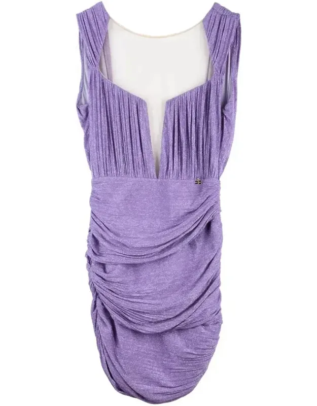 Lamé Mini Dress - Sparkling Finish, Elegant Draped Silhouette