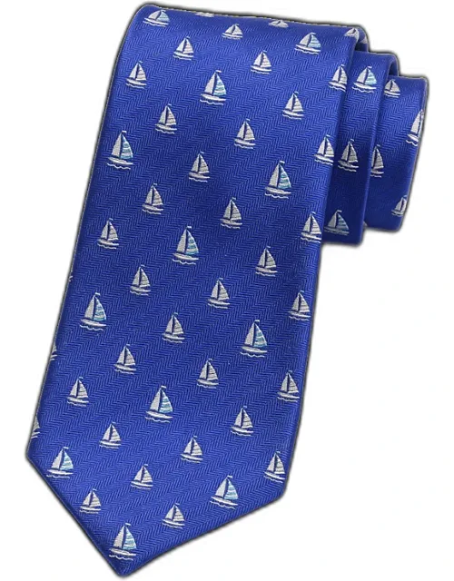 Sailboat Woven Silk Tie