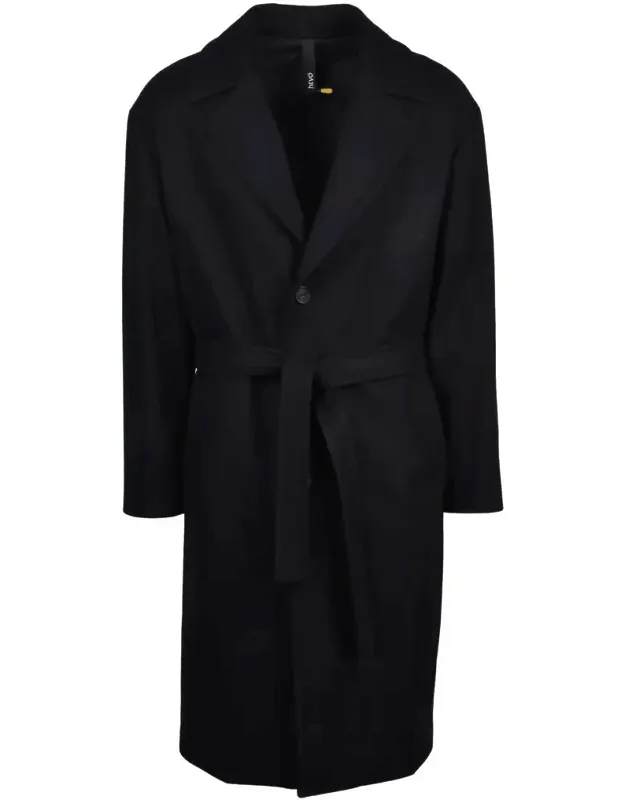 Mid-length Coat With Self-tie Belt