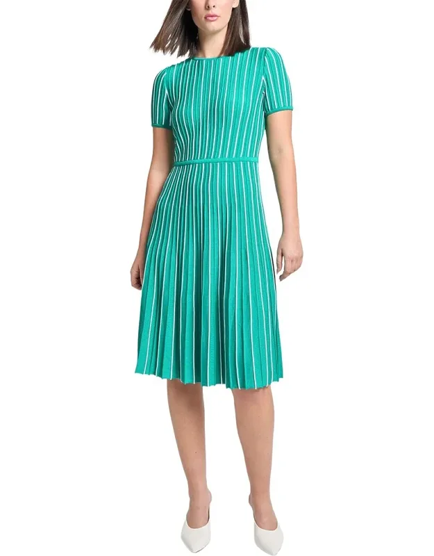 Jewel Neck Soft Knit Flare Dress
