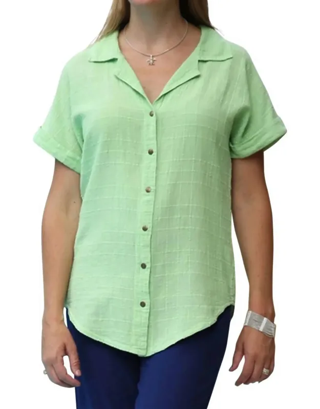 Dotty Gauze Cotton Snap Shirt