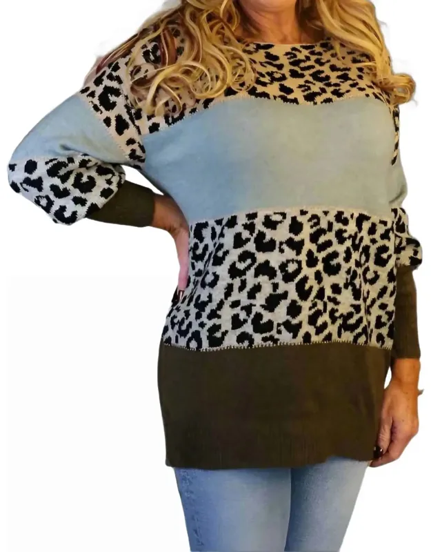 Leopard Print Colorblock Sweater