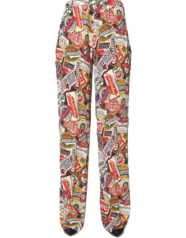 Printed Wide Leg Trousers