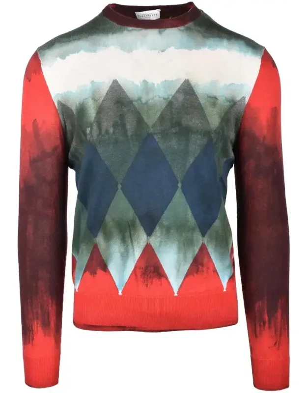 Argyle Patterned Knit Sweater