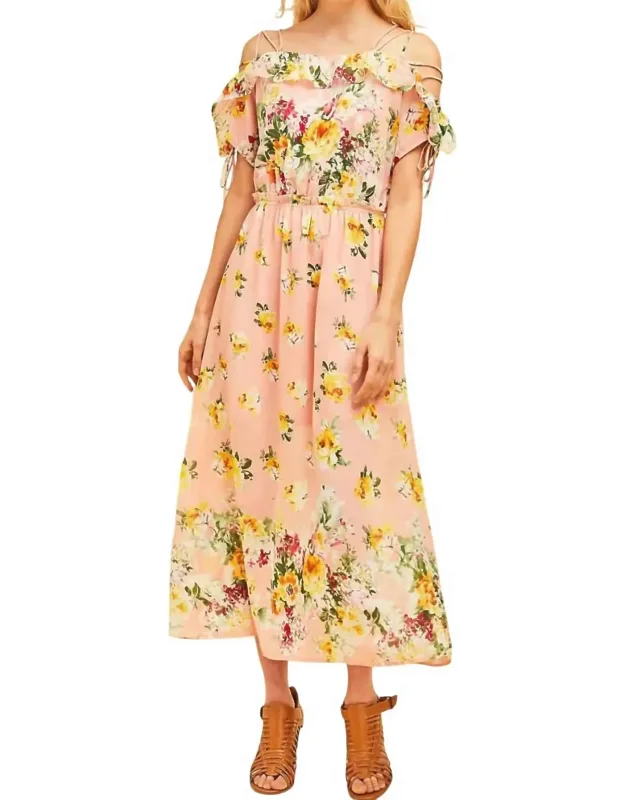Floral Lace Up Maxi Dress