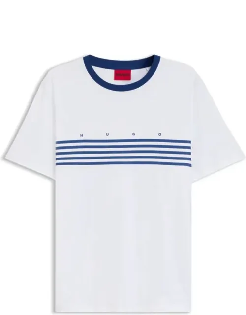 Cotton T-shirt With Printed Stripes