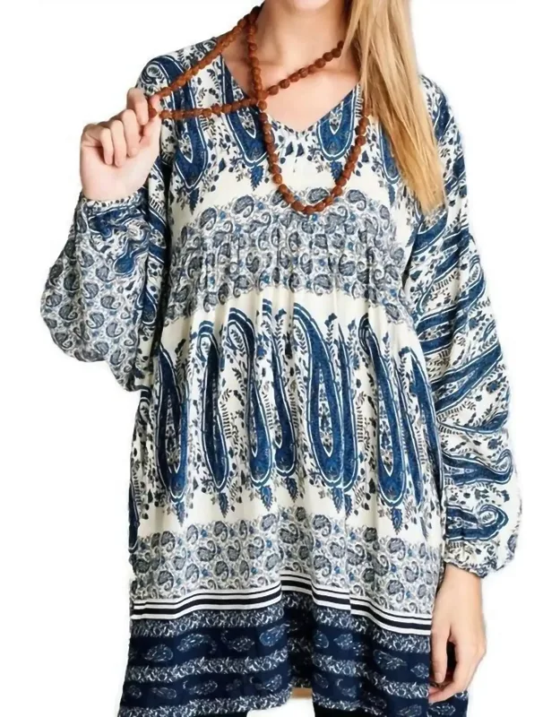 Paisley V-neck Mini Dress