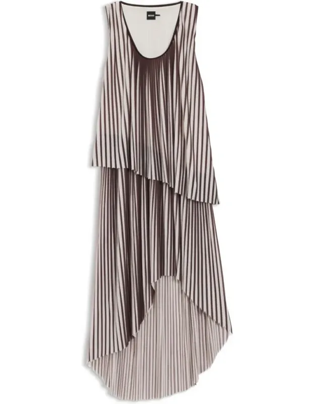 A-line Dress With Two-tone Plissé Pleats