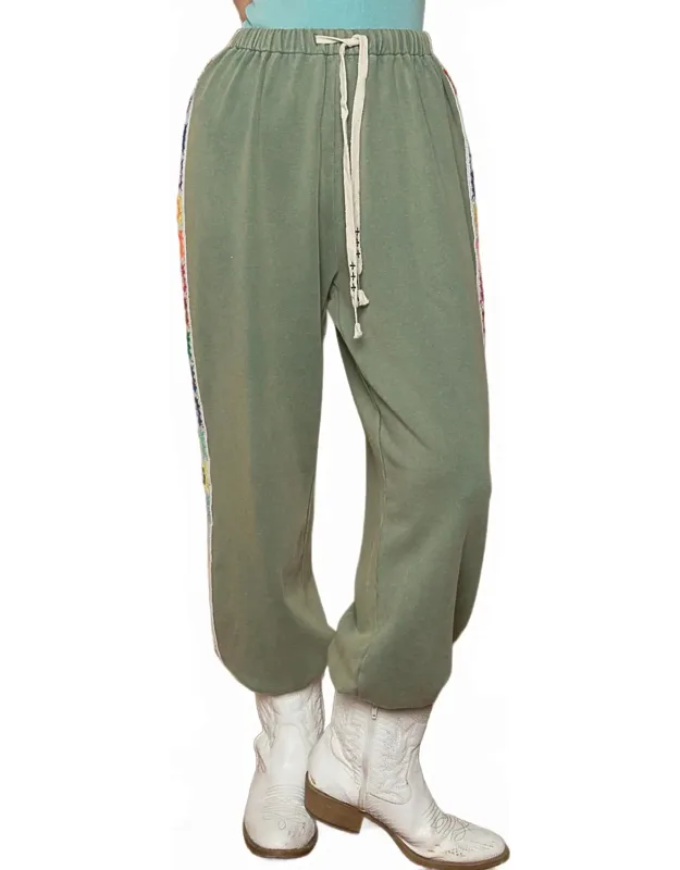 Crochet Side Trim Knit Joggers