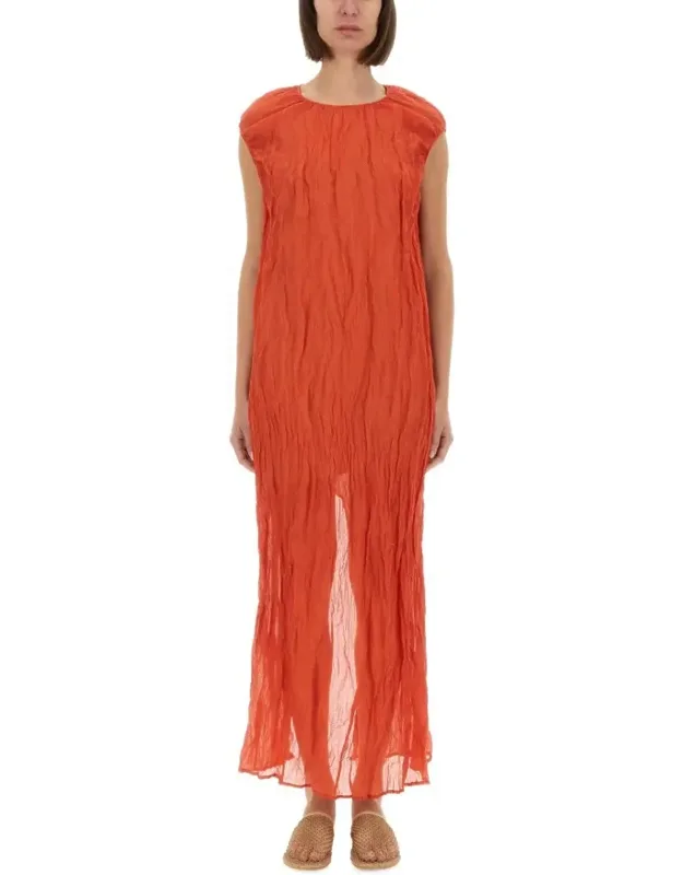 Metallic Gauze Longuette Dress