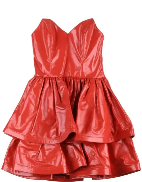 Faux Leather Dress With Heart Neckline