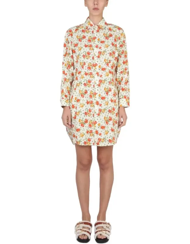 Floral Pattern Shirt Dress