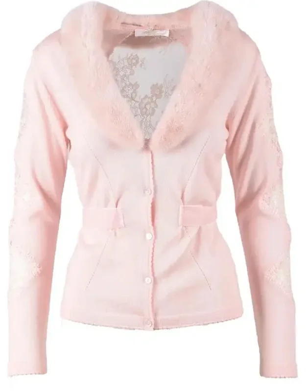 Viscose/polyester Cardigan With Fur Details