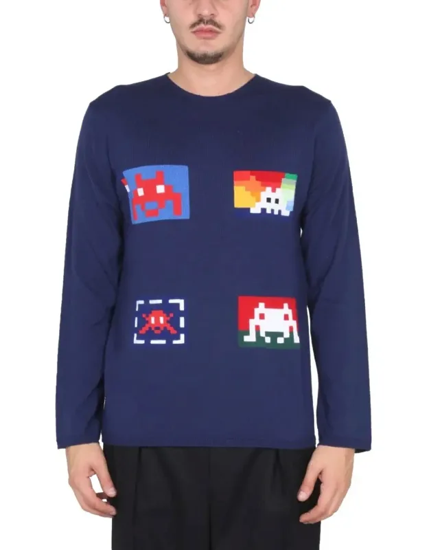 Pixelated Graphic Wool Jersey Sweater