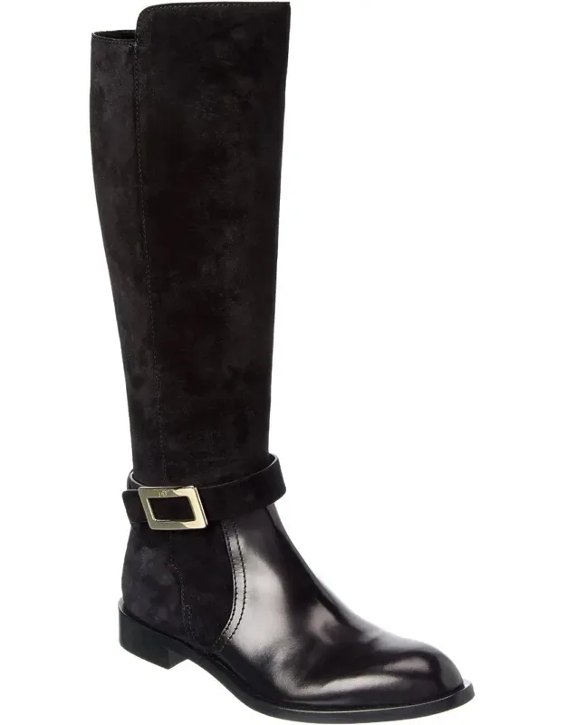 Suede & Leather Knee-high Boots