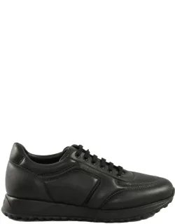 Leather Sneakers - Minimalist Design, Textured Rubber Sole