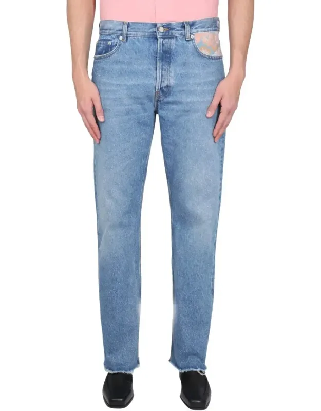 Light-wash Jeans With Distressed Hems