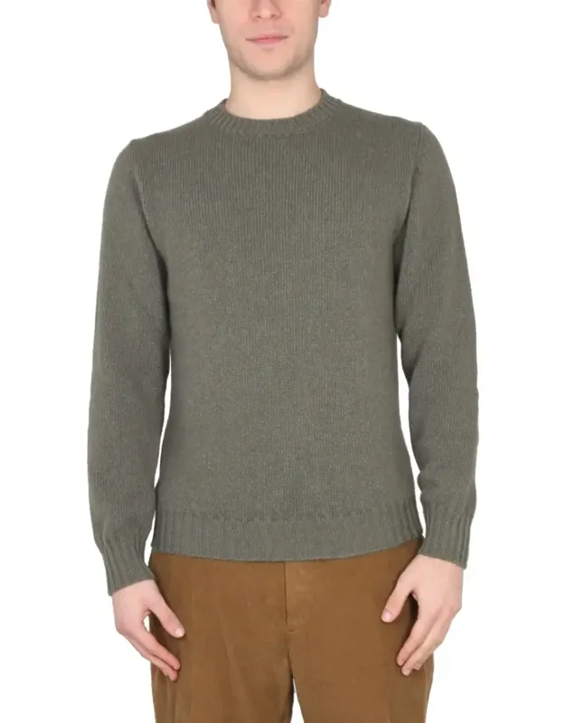 Cross-neck Ribbed Knit Sweater