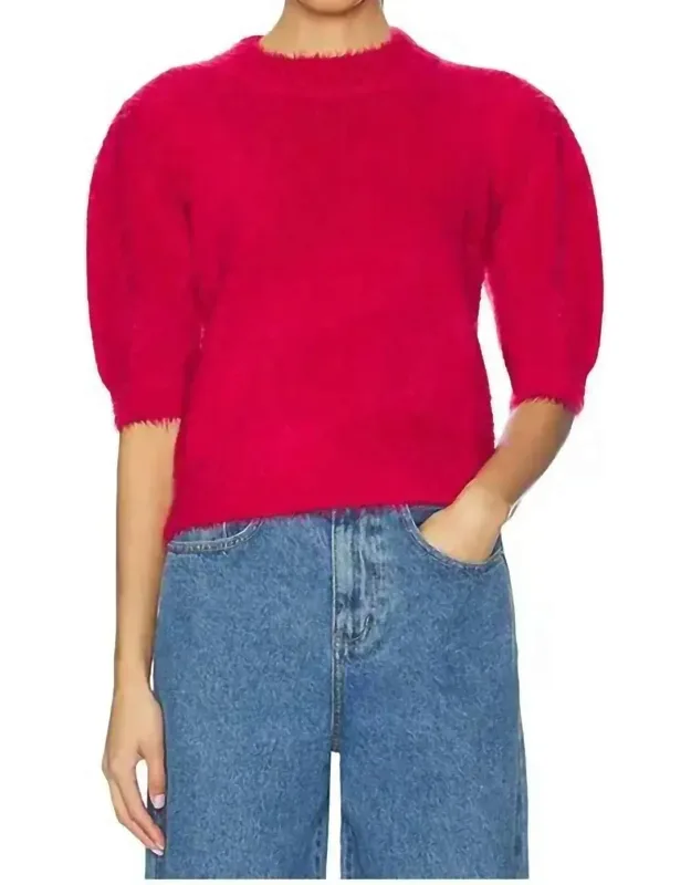 Mock Neck Puff Sleeve Sweater Top