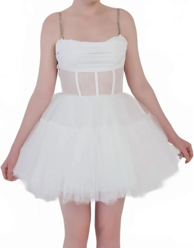 Cora Boned Fishnet Bustier Tulle Mini Dress
