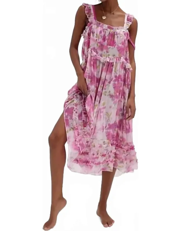 Moon Phase Printed Midi Slip Dress