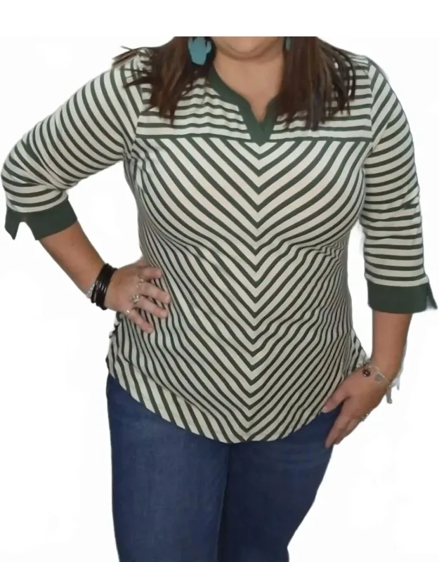 Striped Three Quarter Sleeve Top