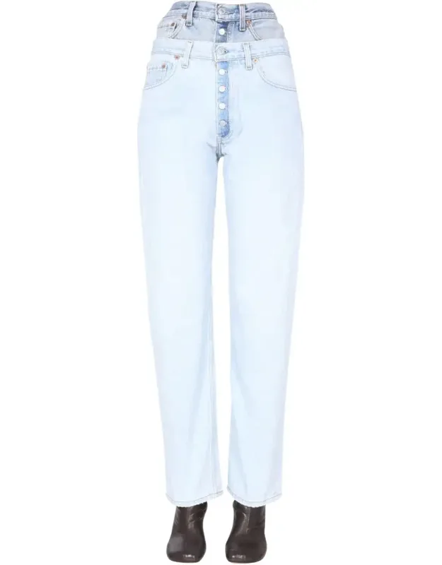 Double-waisted Denim Jeans