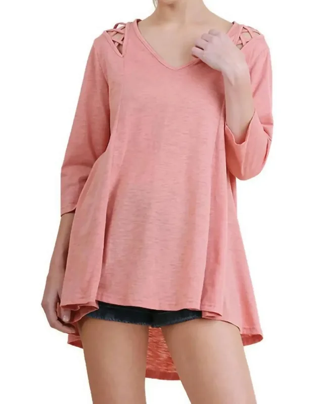 Criss Cross Cutout Detail Tunic Top