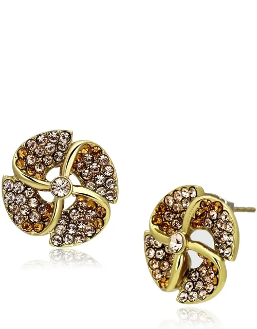 Gold Stainless Steel Earrings With Top Grade Crystal