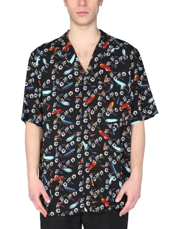 "hawaii" Shirt - Colorful Feathers And Floral Motifs