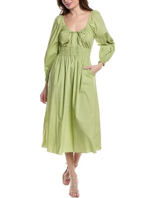 Poplin Smocked Waist Maxi Dress