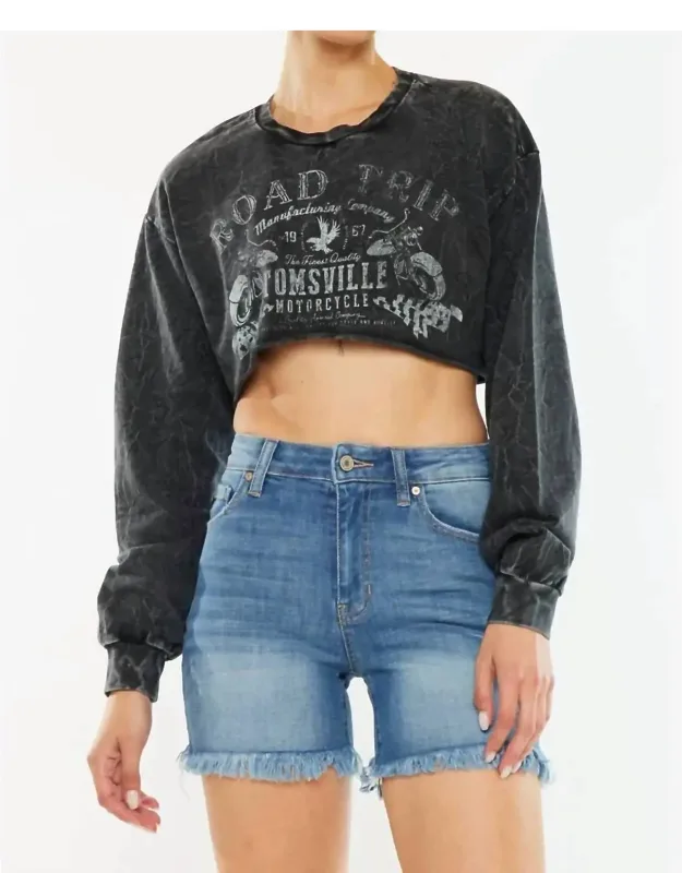 High Rise Fray Hem Shorts